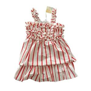 NWT Truly Me Red and White Striped Ruffle Sundress-Size 6